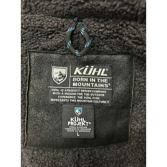 Kuhl Projekt Jacket Men's Size Large Navy Blue Hooded Pockets Faux Leather - Picture 3 of 16